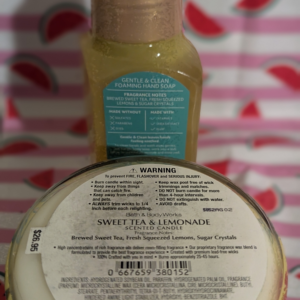 🫖🍋Sweet Tea & Lemonade Hand Soap and Candle Set - NEW- BBW 🍋🫖 - Picture 2 of 2